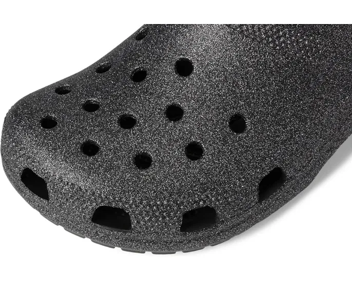 Кроксы Classic Clog с блестками и регулируемым ремешком
