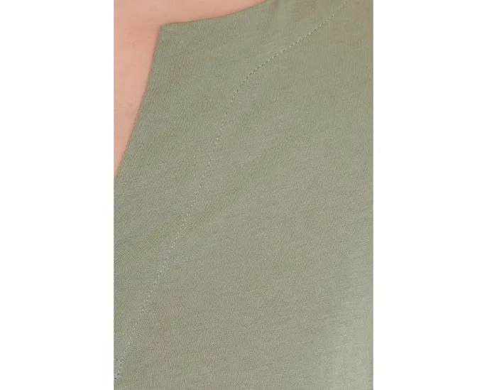 Топ Lilla P Side Slit Split Neck с V-образным вырезом и удлиненным подолом