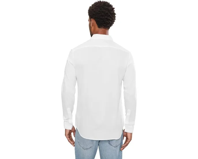 Приталенная рубашка Lacoste из хлопкового микса белого цвета