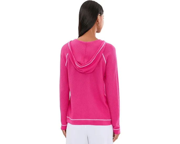 Waffle Stitch V-Neck Hoodie