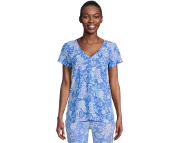 Футболка Lilly Pulitzer Meredith Tee из хлопка с V-образным вырезом