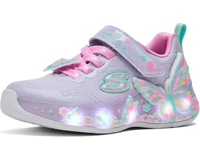 Детские кроссовки SKECHERS KIDS Butterfly Bliss со светящейся подошвой и стразами