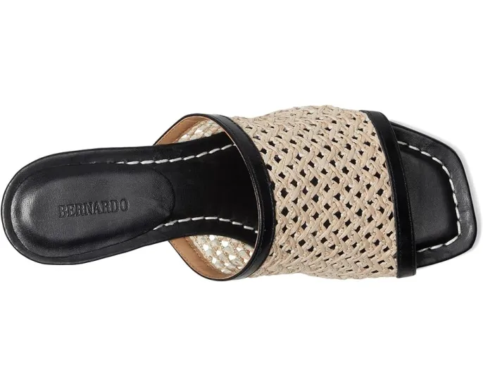 Босоножки Bernardo Jenne на каблуке с верхом из рафии и кожаной подкладкой