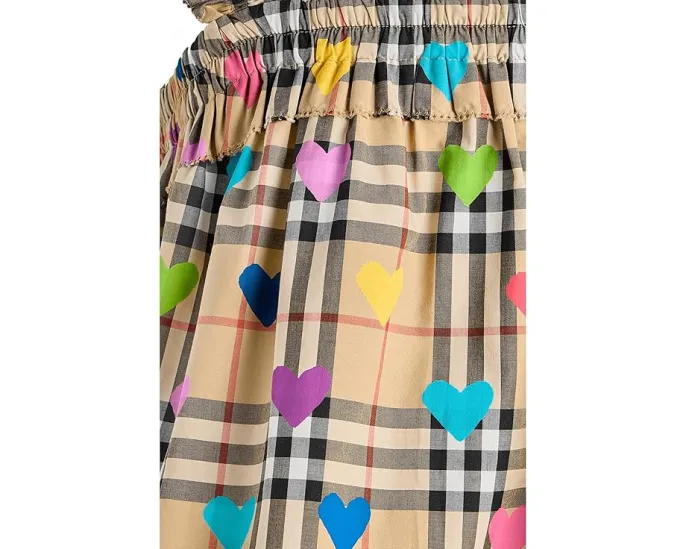 Блузка Gabi в клетку с сердечками от Burberry Kids для девочек