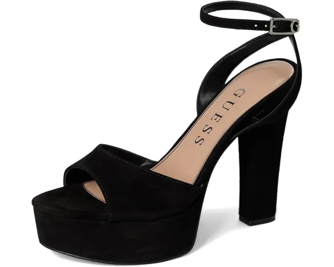 Туфли GUESS Hitten на устойчивом каблуке из замши с ремешком