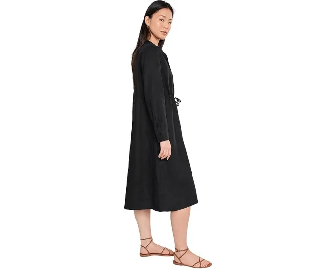 Платье миди Organic Linen Mandarin Collar с застежкой на пуговицы Eileen Fisher