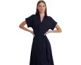 Платье Lauren Ralph Lauren Petite из крепа с поясом и короткими рукавами
