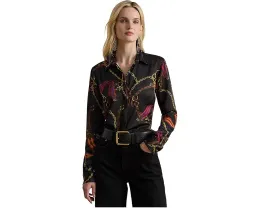 Рубашка классического кроя с принтом под ремень из атласа Lauren Ralph Lauren