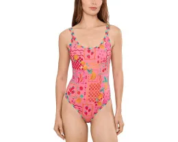 Цельный купальник Naomi с фруктовым принтом и двойными бретелями