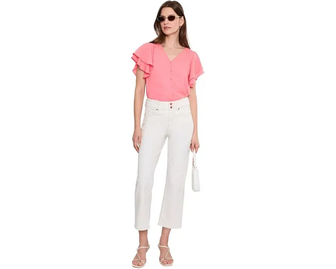 Блузка CeCe с двойным пышным рукавом и сборкой на плечах из жоржета