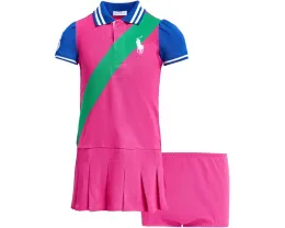 Платье-поло и шортики Polo Ralph Lauren Kids из сетки с логотипом Big Pony для младенцев