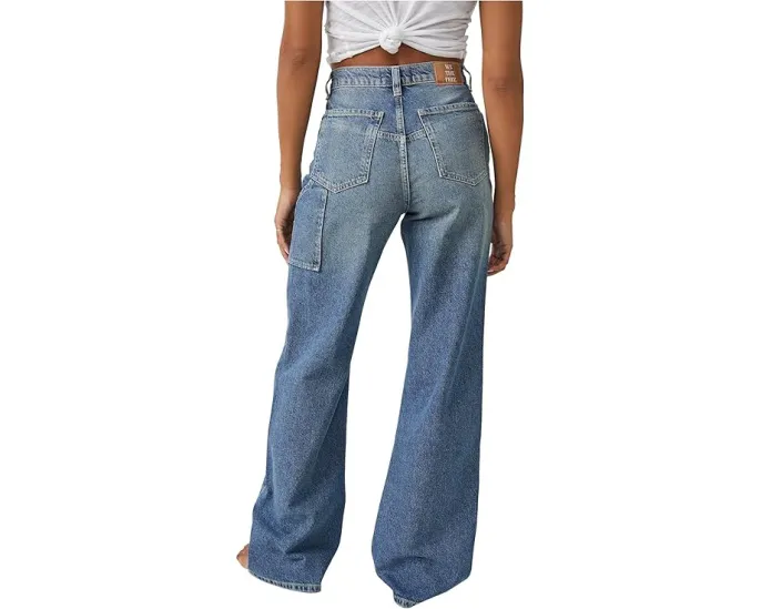 Джинсы Free People Tinsley Baggy High-Rise Skinny с широкими штанинами