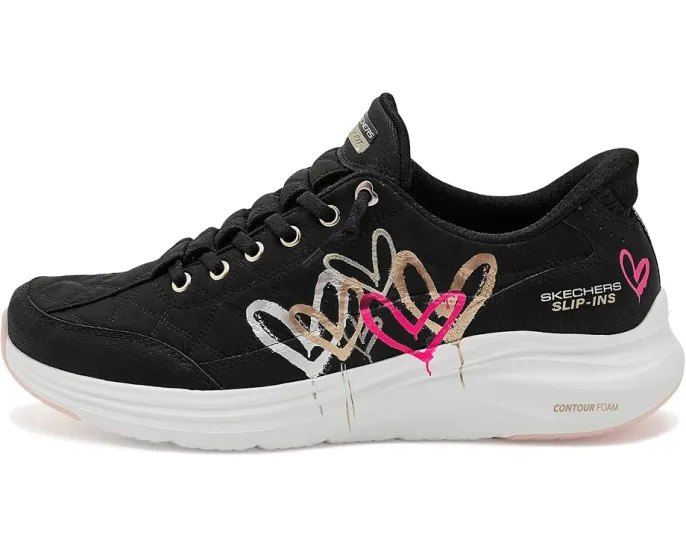 Кроссовки Skechers Contour Foam Cozy Fit Golden Embrace Hands Free Slip-ins с забавным дизайном