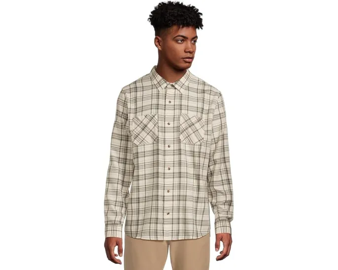 Сорочка TravisMathew Cloud Flannel Plaid в клетку с длинными рукавами и накладными карманами