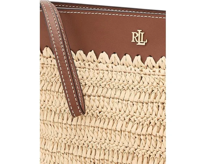 Большой клатч Lauren Ralph Lauren из вязаной соломки с кожаной отделкой