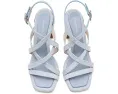 Туфли Park Block 85 на устойчивом каблуке Stuart Weitzman ярко-синие и натуральные