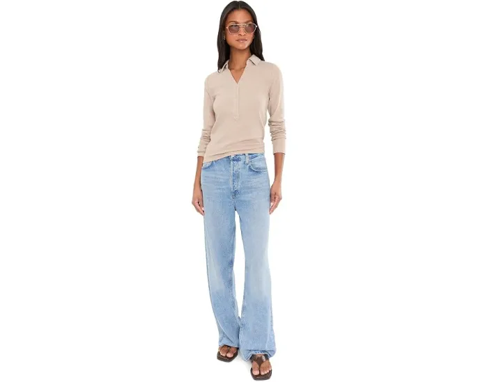 Поло Perfect Knit Rib с классическим воротником и длинными рукавами от NIC+ZOE