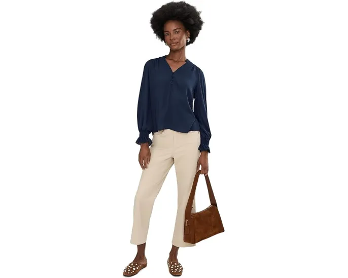 Блузка CeCe с длинным рукавом и сборками на планке