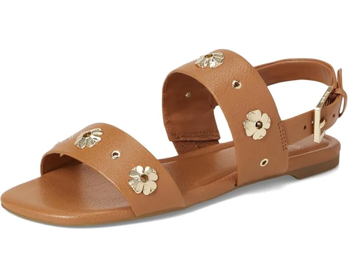 Плоские сандалии Spade Flower Stud из тисненой кожи с регулируемой задней лямкой
