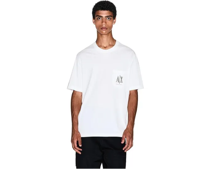 Футболка Armani Exchange с логотипом и нагрудным карманом цвет Off White