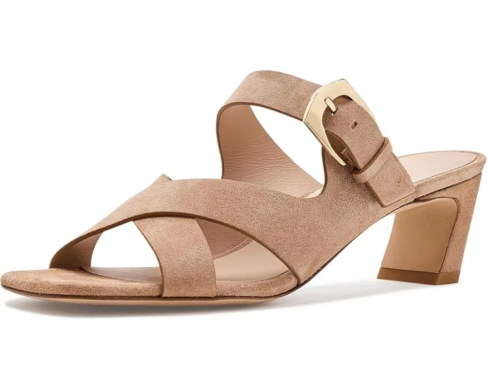 Сланцы Stuart Weitzman Sai Slides 50 на устойчивом каблуке с квадратным носком