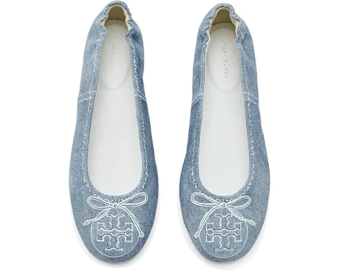 Дорожные балетки Tory Burch Reva Travel с логотипом Double T и стелькой для комфорта