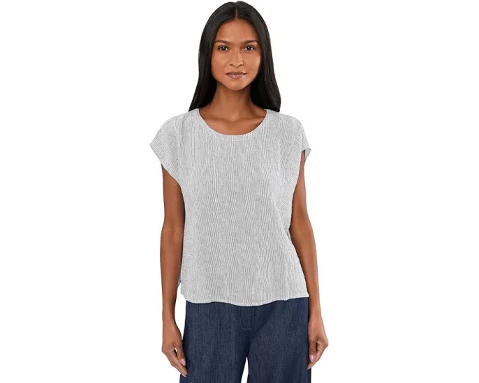 Топ с воротником-каре из органического льна Eileen Fisher