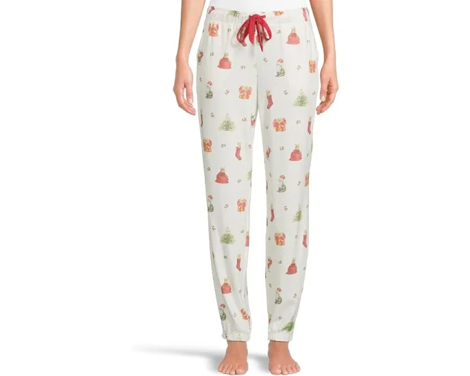Пижамные штаны P.J. Salvage Feline Festive с манжетами и принтом