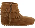 Ботильоны Side Zip Double Fringe от Minnetonka Kids с бахромой и молнией