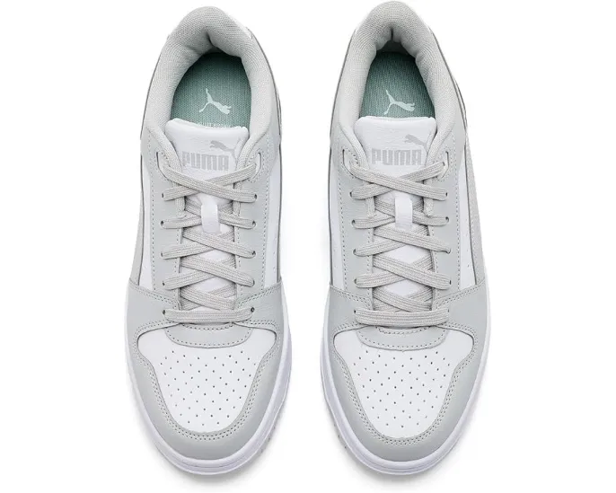 Кроссовки Puma Rebound Slam Lo Shoes с кожаным верхом в сером и белом цветах