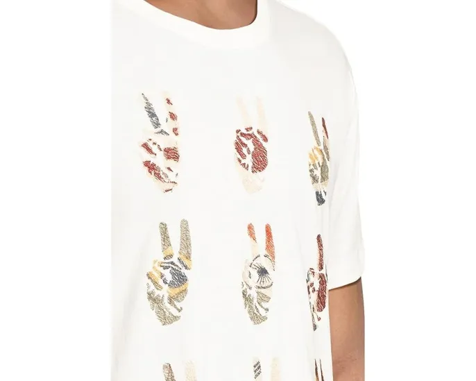 Футболка John Varvatos с вышитыми знаками мира и международными флагами