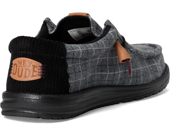 Кроссовки Hey Dude Wally Plaid Corduroy на липучке с эластичными шнурками и памятью формы
