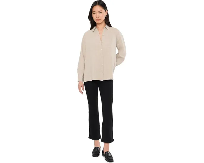 Рубашка Eileen Fisher Petite из органического хлопка двойного переплетения с классическим воротником