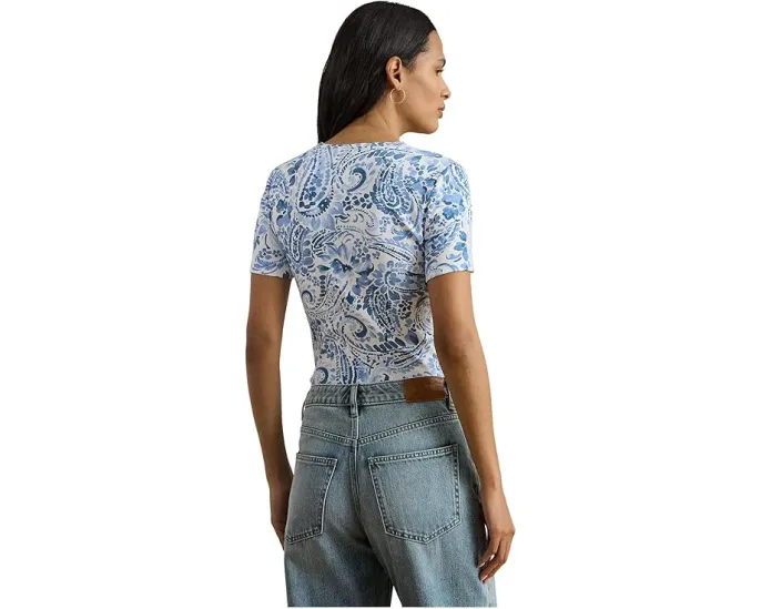 Paisley Stretch Cotton Crewneck Tee