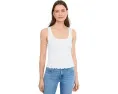 Madewell топ с круглым вырезом и сборкой