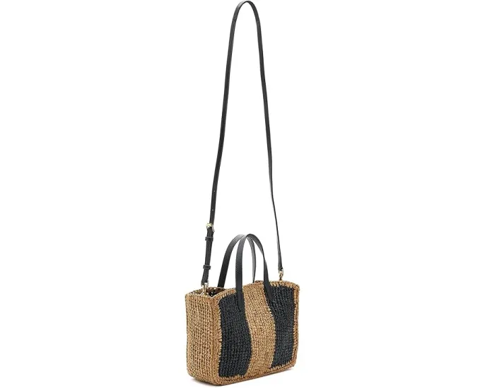 Мини сумка тоут Rebecca Minkoff Mini Tote из соломки с полосатым узором