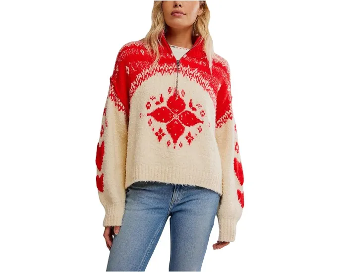 Свитер Free People Mythical с воротником и молнией на четверть