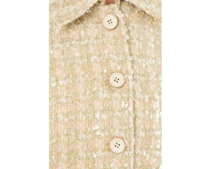 Жакет из твида с длинным рукавом и застежкой на пуговицы с пайетками Vince Camuto