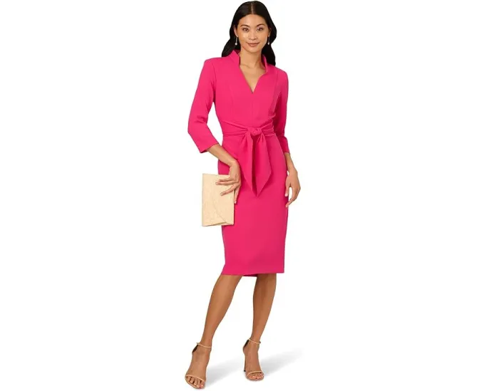 Adrianna Papell платье с запахом и воротником стойкой из роскошного крепа