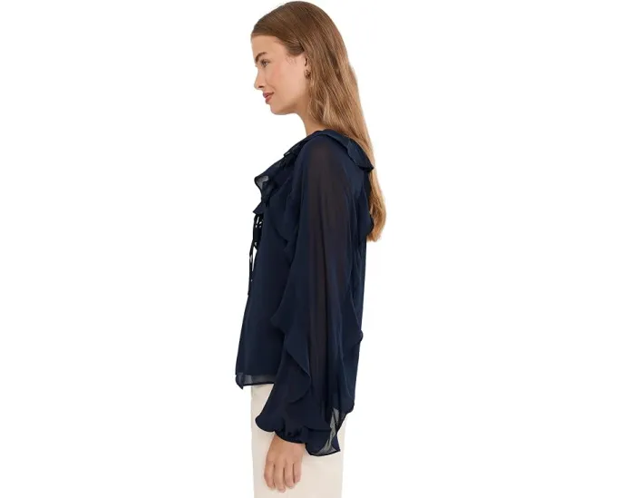 Петит блузка Lauren Ralph Lauren с воланами из жатого жоржета