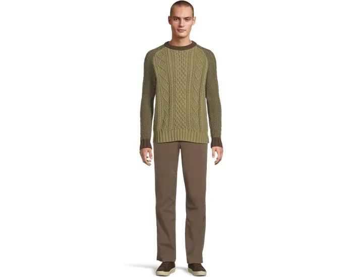 L.L.Bean Хлопковый свитер Fisherman с воротником-поло и цветными блоками в облегающем крое