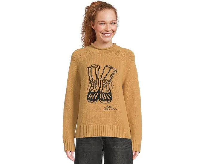 Свитер L.L.Bean Signature Original Cotton с высоким воротником и классическим дизайном
