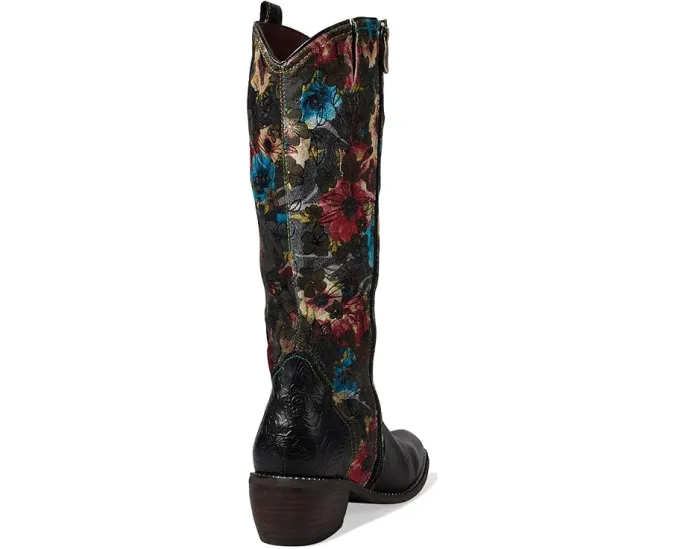 Ботинки Rodeo Queen-Viv до колена с цветочным бархатом и зауженным носком