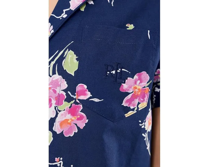 Пижамный комплект Lauren Ralph Lauren с короткими брюками и воротником с лацканами