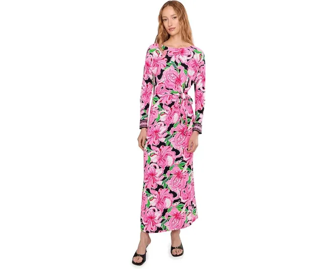 Макси платье Demy с лодочным вырезом и длинными рукавами Lilly Pulitzer