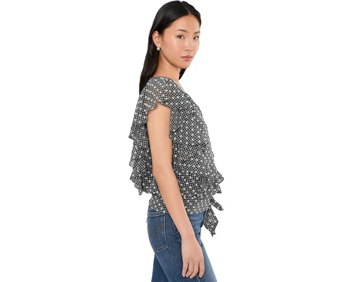 Блуза Liverpool Los Angeles с короткими рукавами-фонариками и драпировкой спереди