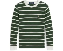 Длинный рукав в полоску из вафельной хлопковой ткани Polo Ralph Lauren Kids для детей