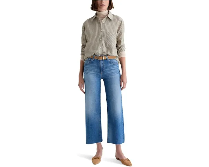 Джинсы AG Jeans Saige Mid Rise Wide Leg Crop укороченные с расклешенным низом