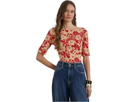 Футболка Lauren Ralph Lauren с цветочным принтом и горловиной лодочкой