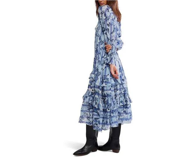 Платье макси Free People Garden Wonders с цветочным принтом и рюшами